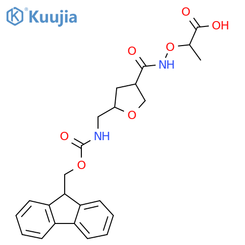 2-({5-({(9H-fluoren-9-yl)methoxycarbonyl}amino)methyloxolan-3-yl}formamido)oxypropanoic acid structure