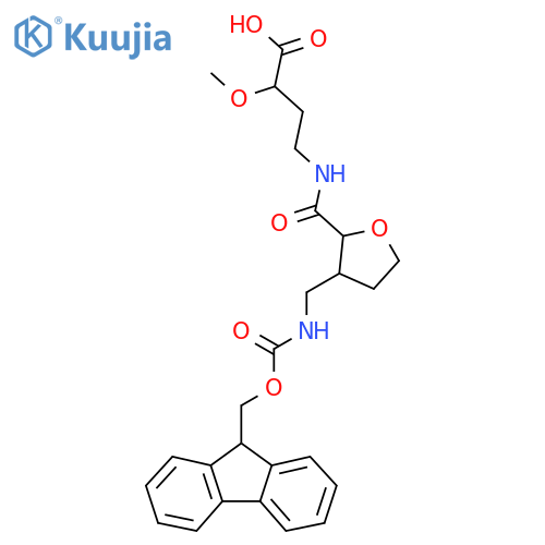4-({3-({(9H-fluoren-9-yl)methoxycarbonyl}amino)methyloxolan-2-yl}formamido)-2-methoxybutanoic acid structure