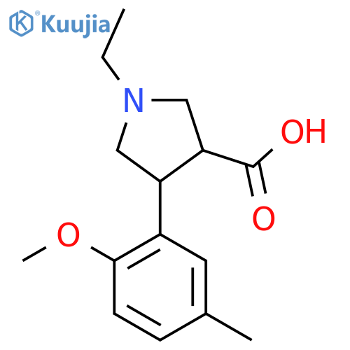 1-ethyl-4-(2-methoxy-5-methylphenyl)pyrrolidine-3-carboxylic acid structure