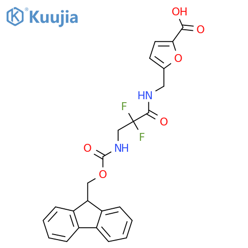 5-{3-({(9H-fluoren-9-yl)methoxycarbonyl}amino)-2,2-difluoropropanamidomethyl}furan-2-carboxylic acid structure