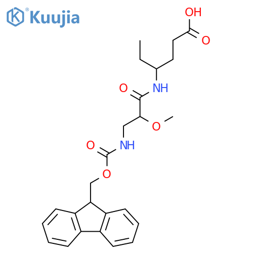 4-3-({(9H-fluoren-9-yl)methoxycarbonyl}amino)-2-methoxypropanamidohexanoic acid structure