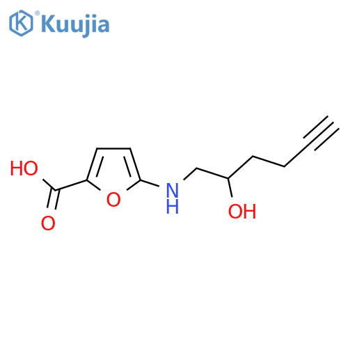5-(2-hydroxyhex-5-yn-1-yl)aminofuran-2-carboxylic acid structure