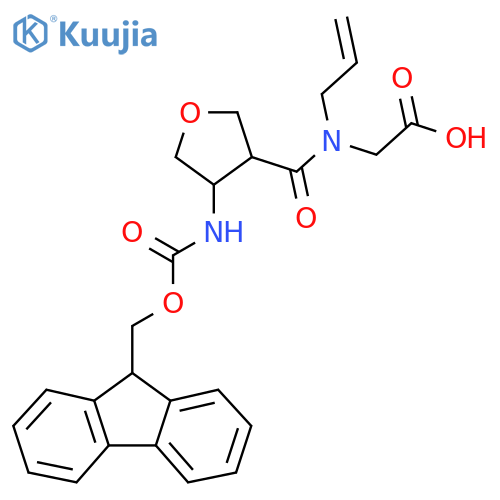 2-{1-4-({(9H-fluoren-9-yl)methoxycarbonyl}amino)oxolan-3-yl-N-(prop-2-en-1-yl)formamido}acetic acid structure