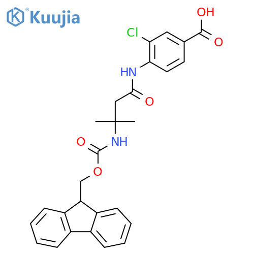 3-chloro-4-3-({(9H-fluoren-9-yl)methoxycarbonyl}amino)-3-methylbutanamidobenzoic acid structure