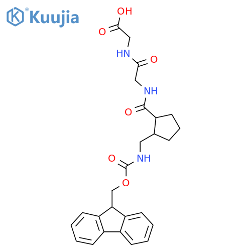 2-2-({2-({(9H-fluoren-9-yl)methoxycarbonyl}amino)methylcyclopentyl}formamido)acetamidoacetic acid structure