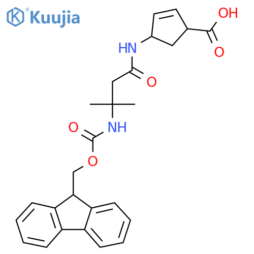 4-3-({(9H-fluoren-9-yl)methoxycarbonyl}amino)-3-methylbutanamidocyclopent-2-ene-1-carboxylic acid structure