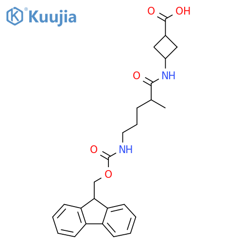 3-5-({(9H-fluoren-9-yl)methoxycarbonyl}amino)-2-methylpentanamidocyclobutane-1-carboxylic acid structure