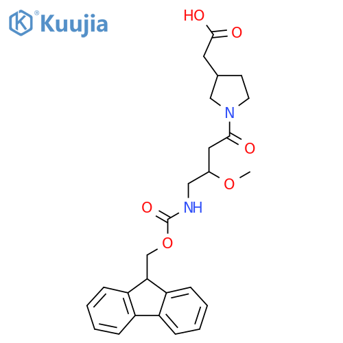2-{1-4-({(9H-fluoren-9-yl)methoxycarbonyl}amino)-3-methoxybutanoylpyrrolidin-3-yl}acetic acid structure