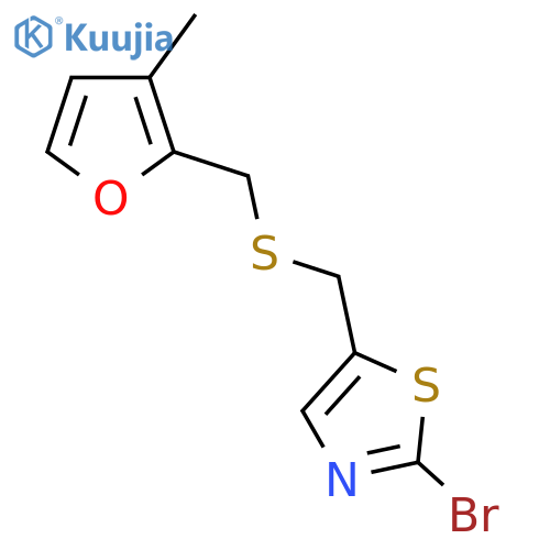2-bromo-5-({(3-methylfuran-2-yl)methylsulfanyl}methyl)-1,3-thiazole structure