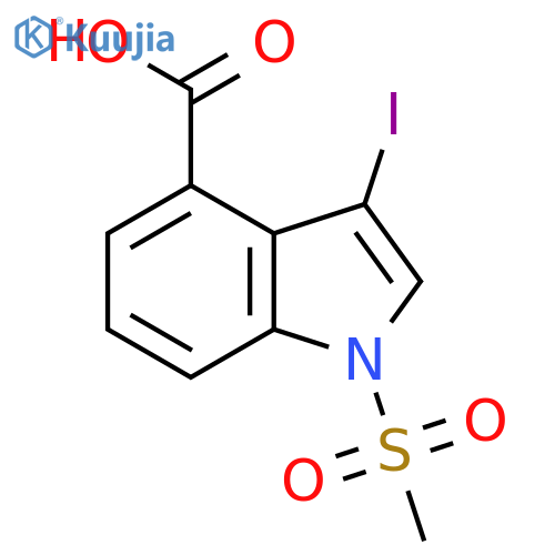 3-iodo-1-methanesulfonyl-1H-indole-4-carboxylic acid structure