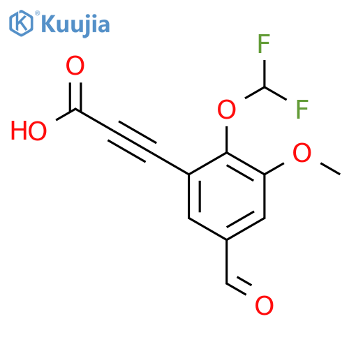 3-2-(difluoromethoxy)-5-formyl-3-methoxyphenylprop-2-ynoic acid structure