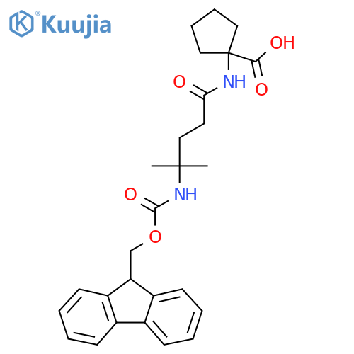 1-4-({(9H-fluoren-9-yl)methoxycarbonyl}amino)-4-methylpentanamidocyclopentane-1-carboxylic acid structure