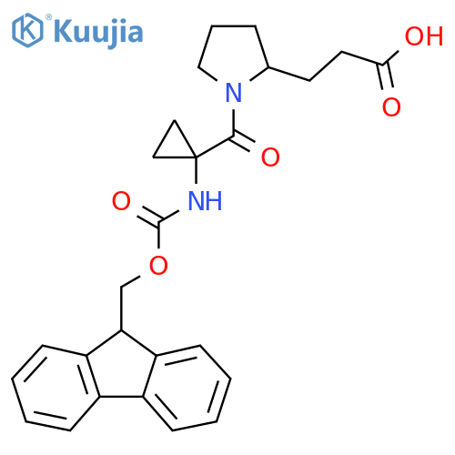 3-{1-1-({(9H-fluoren-9-yl)methoxycarbonyl}amino)cyclopropanecarbonylpyrrolidin-2-yl}propanoic acid structure