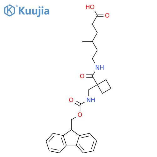 6-({1-({(9H-fluoren-9-yl)methoxycarbonyl}amino)methylcyclobutyl}formamido)-4-methylhexanoic acid structure