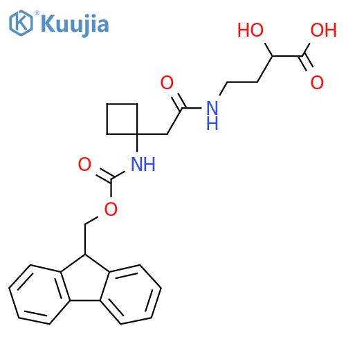 4-{2-1-({(9H-fluoren-9-yl)methoxycarbonyl}amino)cyclobutylacetamido}-2-hydroxybutanoic acid structure