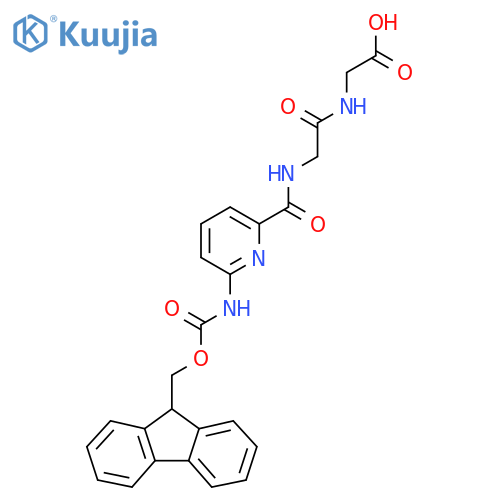 2-(2-{6-({(9H-fluoren-9-yl)methoxycarbonyl}amino)pyridin-2-ylformamido}acetamido)acetic acid structure