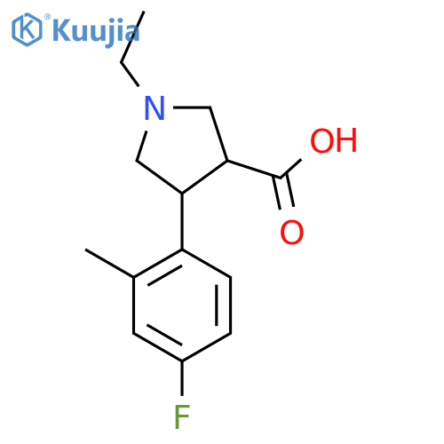 1-ethyl-4-(4-fluoro-2-methylphenyl)pyrrolidine-3-carboxylic acid structure