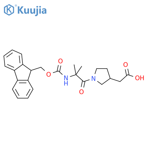 2-{1-2-({(9H-fluoren-9-yl)methoxycarbonyl}amino)-2-methylpropanoylpyrrolidin-3-yl}acetic acid structure