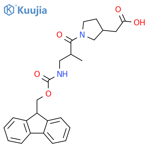 2-{1-3-({(9H-fluoren-9-yl)methoxycarbonyl}amino)-2-methylpropanoylpyrrolidin-3-yl}acetic acid structure