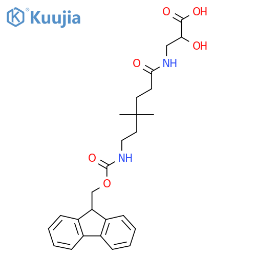 3-6-({(9H-fluoren-9-yl)methoxycarbonyl}amino)-4,4-dimethylhexanamido-2-hydroxypropanoic acid structure