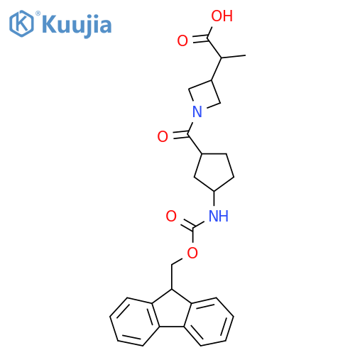 2-{1-3-({(9H-fluoren-9-yl)methoxycarbonyl}amino)cyclopentanecarbonylazetidin-3-yl}propanoic acid structure