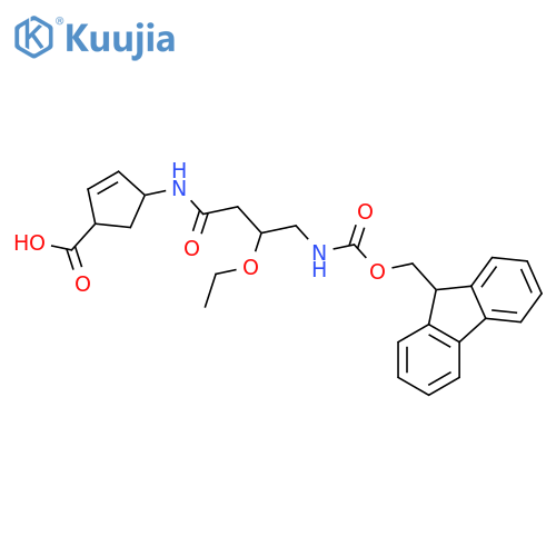 4-3-ethoxy-4-({(9H-fluoren-9-yl)methoxycarbonyl}amino)butanamidocyclopent-2-ene-1-carboxylic acid structure