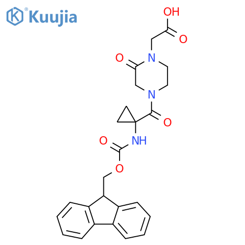 2-{4-1-({(9H-fluoren-9-yl)methoxycarbonyl}amino)cyclopropanecarbonyl-2-oxopiperazin-1-yl}acetic acid structure