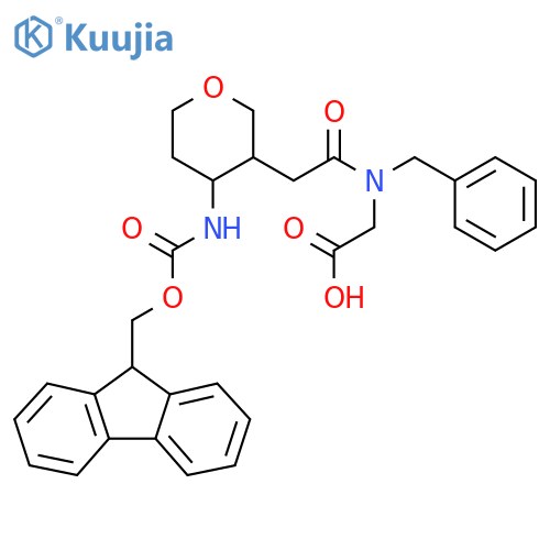 2-{N-benzyl-2-4-({(9H-fluoren-9-yl)methoxycarbonyl}amino)oxan-3-ylacetamido}acetic acid structure