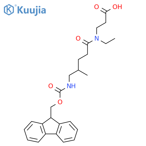 3-N-ethyl-5-({(9H-fluoren-9-yl)methoxycarbonyl}amino)-4-methylpentanamidopropanoic acid structure