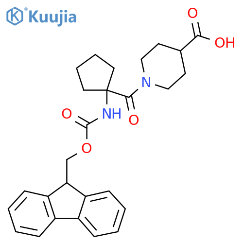 1-1-({(9H-fluoren-9-yl)methoxycarbonyl}amino)cyclopentanecarbonylpiperidine-4-carboxylic acid structure