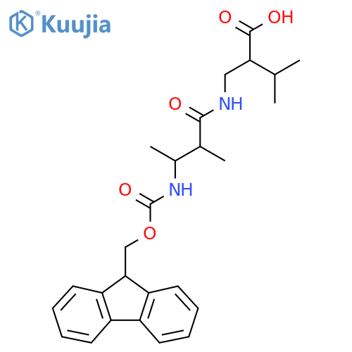 2-{3-({(9H-fluoren-9-yl)methoxycarbonyl}amino)-2-methylbutanamidomethyl}-3-methylbutanoic acid structure