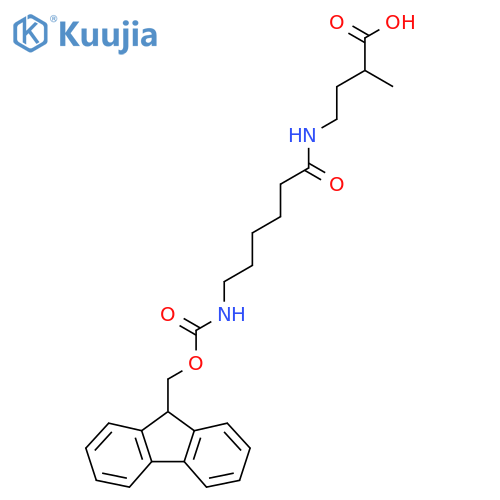 4-6-({(9H-fluoren-9-yl)methoxycarbonyl}amino)hexanamido-2-methylbutanoic acid structure