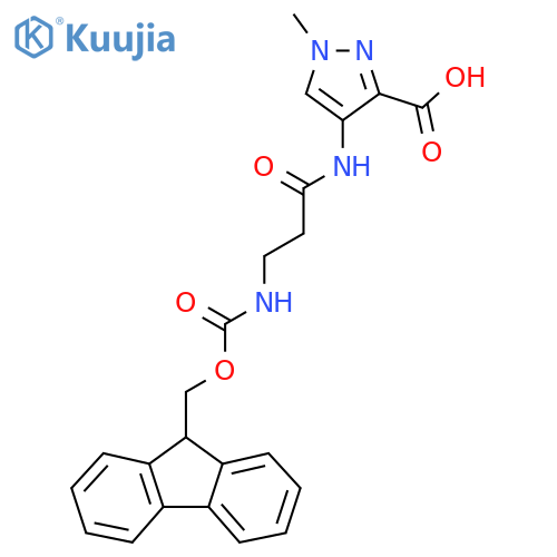 4-3-({(9H-fluoren-9-yl)methoxycarbonyl}amino)propanamido-1-methyl-1H-pyrazole-3-carboxylic acid structure