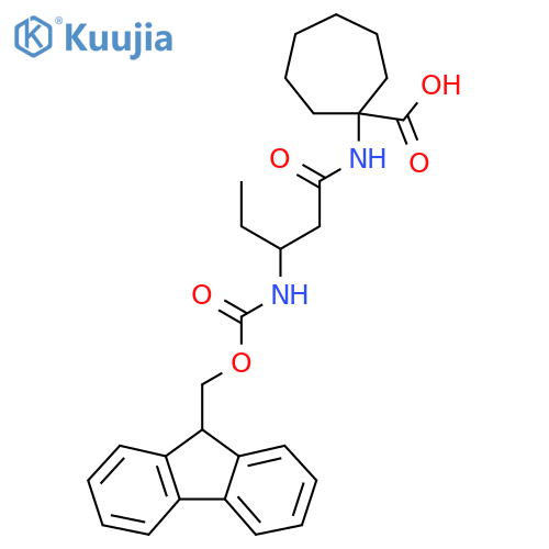 1-3-({(9H-fluoren-9-yl)methoxycarbonyl}amino)pentanamidocycloheptane-1-carboxylic acid structure