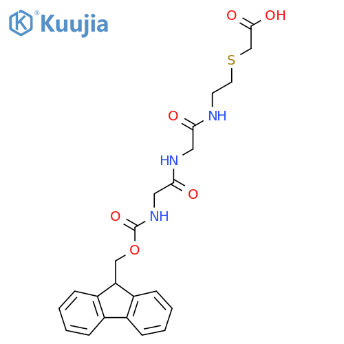 2-(2-{2-2-({(9H-fluoren-9-yl)methoxycarbonyl}amino)acetamidoacetamido}ethyl)sulfanylacetic acid structure