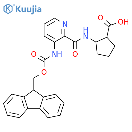 2-3-({(9H-fluoren-9-yl)methoxycarbonyl}amino)pyridine-2-amidocyclopentane-1-carboxylic acid structure