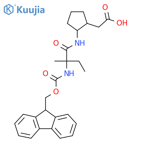 2-{2-2-({(9H-fluoren-9-yl)methoxycarbonyl}amino)-2-methylbutanamidocyclopentyl}acetic acid structure