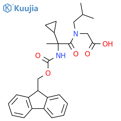 2-2-cyclopropyl-2-({(9H-fluoren-9-yl)methoxycarbonyl}amino)-N-(2-methylpropyl)propanamidoacetic acid structure