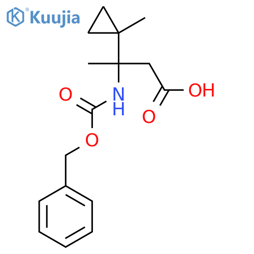 3-{(benzyloxy)carbonylamino}-3-(1-methylcyclopropyl)butanoic acid structure