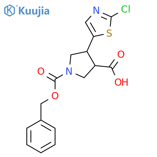 1-(benzyloxy)carbonyl-4-(2-chloro-1,3-thiazol-5-yl)pyrrolidine-3-carboxylic acid structure
