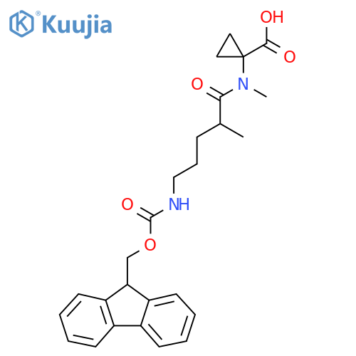 1-5-({(9H-fluoren-9-yl)methoxycarbonyl}amino)-N,2-dimethylpentanamidocyclopropane-1-carboxylic acid structure