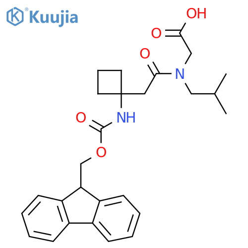2-{2-1-({(9H-fluoren-9-yl)methoxycarbonyl}amino)cyclobutyl-N-(2-methylpropyl)acetamido}acetic acid structure