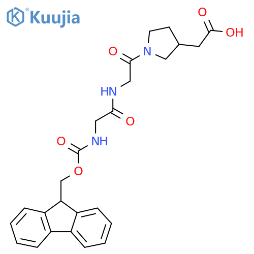 2-(1-{2-2-({(9H-fluoren-9-yl)methoxycarbonyl}amino)acetamidoacetyl}pyrrolidin-3-yl)acetic acid structure