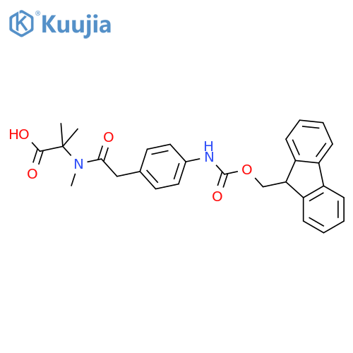 2-{2-4-({(9H-fluoren-9-yl)methoxycarbonyl}amino)phenyl-N-methylacetamido}-2-methylpropanoic acid structure