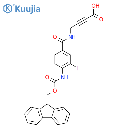 4-{4-({(9H-fluoren-9-yl)methoxycarbonyl}amino)-3-iodophenylformamido}but-2-ynoic acid structure