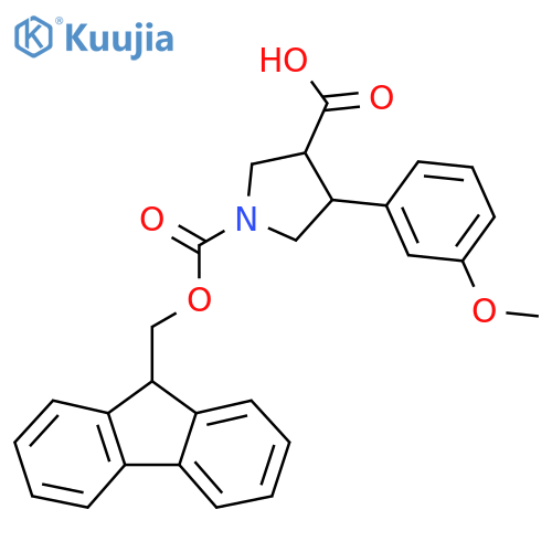 1-{(9H-fluoren-9-yl)methoxycarbonyl}-4-(3-methoxyphenyl)pyrrolidine-3-carboxylic acid structure