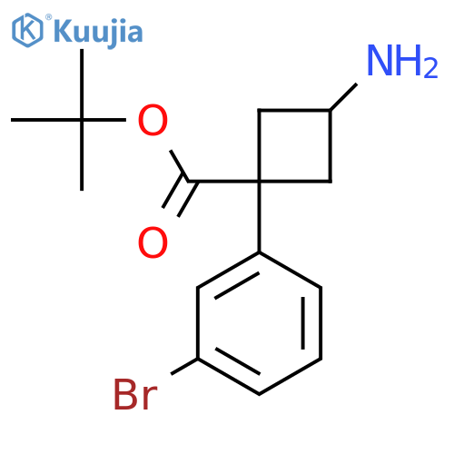 tert-butyl 3-amino-1-(3-bromophenyl)cyclobutane-1-carboxylate structure