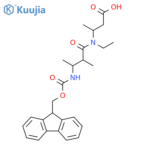 3-N-ethyl-3-({(9H-fluoren-9-yl)methoxycarbonyl}amino)-2-methylbutanamidobutanoic acid structure