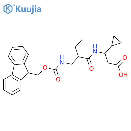 3-cyclopropyl-3-{2-({(9H-fluoren-9-yl)methoxycarbonyl}amino)methylbutanamido}propanoic acid structure