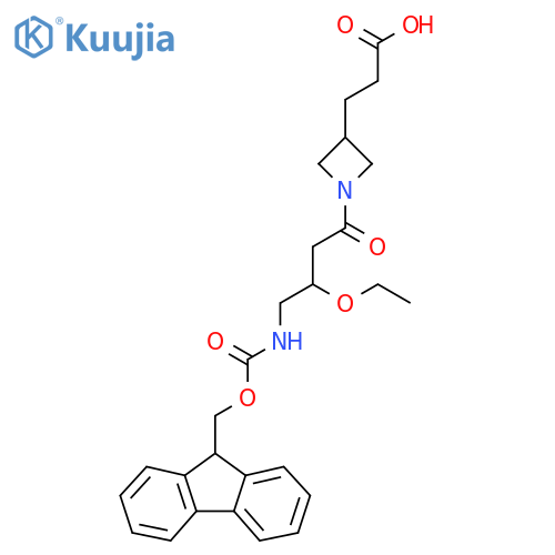 3-{1-3-ethoxy-4-({(9H-fluoren-9-yl)methoxycarbonyl}amino)butanoylazetidin-3-yl}propanoic acid structure